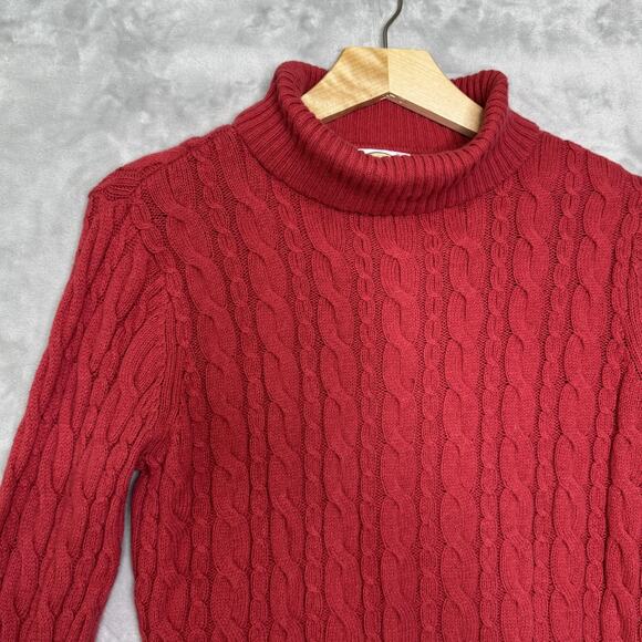 Talbots Sweater Womens Large Petite Cable Knit Turtleneck Angora Blend Pullover - Picture 3 of 8